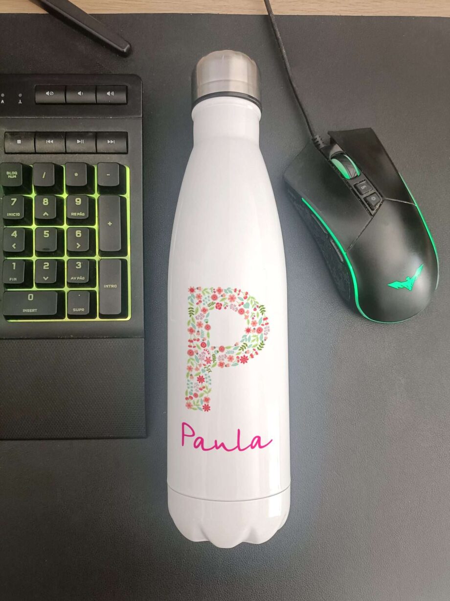 Botella térmica inicial con nombre